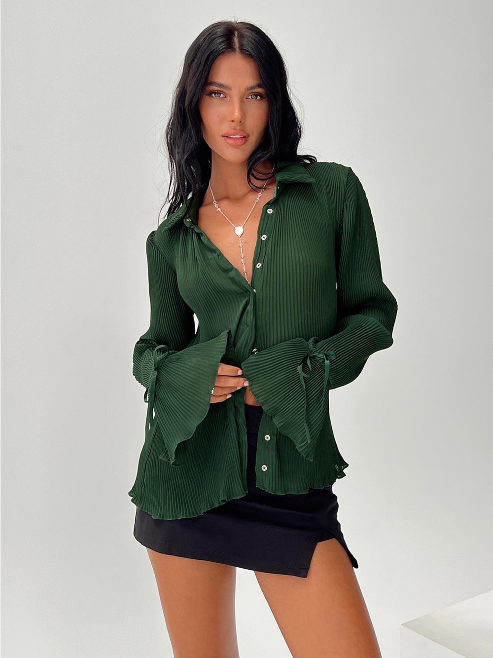 Princess Polly Ravil Shirt Forest Green